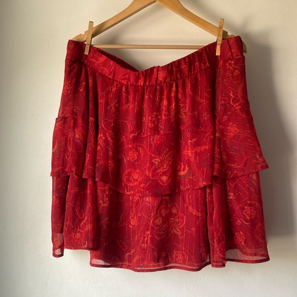 NWT 2X Mini Crinkle Lurex Tiered Skirt - Picture 2 of 12